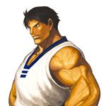  black_hair dougi fatal_fury highres kim_kaphwan male_focus muscle nona official_art snk solo svc_chaos the_king_of_fighters 