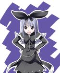  coopa druaga_no_tou flipped_hair gothic_lolita hair_ribbon hands_on_hips lolita_fashion long_hair open_mouth purple_eyes purple_hair ribbon shimuchi_(tomo210475) silver_hair solo 