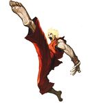  blonde_hair capcom dougi feet highres ken_masters kicking male_focus muscle nona official_art solo street_fighter svc_chaos 