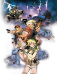  3boys aircraft airplane artist_request belt eel fio_germi glasses gun h&amp;k_mp5 handgun heckler_&amp;_koch highres jet kasamoto_eri marco_rossi mars_mecha mars_people metal_slug midriff military multiple_boys multiple_girls prisoner_of_war_(metal_slug) revolver shorts slug_flyer slug_mariner smile snk submachine_gun sunglasses sv001_(metal_slug) tarma_roving truncheon ufo weapon 