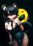  2012 black_background breasts bulge cheese chubby cleavage clothing collaboration dickgirl fishnet freckles hair intersex joykill looking_at_viewer mouse mouse_suit navel nazerine nazrin necktie plain_background red_eyes rodent smile solo spots touhou 