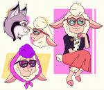 anthro bell_necklace bottomwear bovid canada_lynx caprine clothing dawn_bellwether disney dyed_fur eyewear felid feline female fur glasses green_eyes grey_body grey_fur hi_res hood hooved_toes hooves looking_at_another lynx male mammal pawbert_lynxley pointy_ears scut_tail sheep short_tail skirt suit_jacket tail theghostlygem tinted_glasses wearing_glasses white_body white_fur white_wool wool_(fur) wool_hair yellow_eyes zootopia