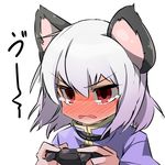  angry animal_ears blush controller face frown full-face_blush game_console game_controller gamepad grey_hair highres mouse_ears nazrin playing_games playstation_3 shamo_(koumakantv) solo tears touhou wavy_mouth 