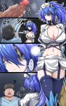  1boy 1girl absurdres annes_(g_(genesis1556)) blue_eyes blue_hair breasts caught censored claws cleavage commentary_request dragon_claw dragon_girl dragon_horns dragon_tail eyepatch faceless faceless_male fat fat_man g_(genesis1556) hair_between_eyes hat hetero high_ponytail highres horns infirmary large_breasts long_hair male_masturbation masturbation monster_girl mosaic_censoring nurse nurse_cap original penis ponytail scales scar scar_across_eye scar_on_face tail ugly_bastard 