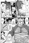  bear biceps big_muscles comic feline fur kenn kenn_fudou male mammal manga muscles open_mouth package striped_shirt sweat tiger translated 