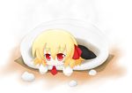  :3 blonde_hair blush_stickers dress_shirt food food_on_face hair_ribbon kuroyume_(dark495) mochi paper red_eyes ribbon rumia shirt short_hair skirt solo touhou wagashi 