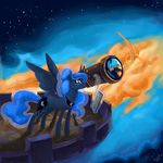  blue_hair crown cutie_mark dymasyasilver equine female feral friendship_is_magic hair horn horse long_hair magic mammal my_little_pony pony princess_luna_(mlp) quill scroll spitfire_(mlp) stars tablet telescope tower winged_unicorn wings wonderbolts_(mlp) 