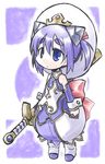  blue_eyes hat kugelschreiber purple_hair san_morte_(shinrabanshou) shinrabanshou short_hair solo sword weapon 