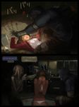  2girls brown_hair claws crying gameplay_mechanics heart hood hoodie hunter_(left4dead) imminent_rape kidnapping left_4_dead multiple_girls musical_note pale_skin pinned ruined_for_marriage sage_(mami1210) speech_bubble torn_clothes translated underwear undressing witch_(left4dead) zoey_(left4dead) 