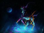  arceus energy epic gen_4_pokemon glowing glowing_eyes highres jonas_jodicke legendary_pokemon md5_mismatch no_humans planet pokemon pokemon_(creature) realistic resized sky solo star_(sky) starry_sky universe upscaled 