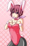  animal_ears bad_proportions blush bow bowtie breasts brown_eyes brown_hair bunny_ears bunny_girl bunny_tail bunnysuit cleavage detached_collar hair_ribbon highres hoshizora_ikuyo large_breasts leotard long_hair nishi_koutarou pantyhose pink_leotard ponytail precure red_eyes red_hair ribbon smile smile_precure! solo tail wrist_cuffs 