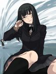  amagami bad_id bad_pixiv_id black_hair black_jacket black_legwear blurry brown_eyes brown_hair cardigan depth_of_field disappointed extra glasses hair_tousle highres jacket kibito_high_school_uniform kurosawa_noriko kurosawa_noriko's_entourage legs long_hair long_sleeves multiple_girls pleated_skirt pout rimless_eyewear school_uniform sitting skirt wiori_(mashiro_miracle) 