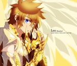  armor blue_eyes brown_hair cimeri full_armor gold_armor gold_saint leo_regulus male_focus saint_seiya saint_seiya:_the_lost_canvas solo 