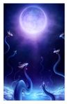  blue blue_skin creature dragonair floating full_moon gen_1_pokemon glowing glowing_eyes highres jonas_jodicke looking_up moon no_humans pokemon pokemon_(creature) realistic sky star_(sky) starry_sky 