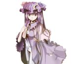  bad_id bad_pixiv_id book capelet cloak fushichou hat highres open_mouth patchouli_knowledge purple_eyes purple_hair solo touhou white_background 