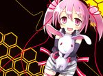  cicin copyright_request lowres pink_eyes pink_hair short_hair solo stuffed_animal stuffed_bunny stuffed_toy twintails 