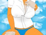  bangaa bant3r big_breasts breasts clothing erect_nipples female huge_breasts nipples orange orange_body orange_fur panties shirt solo underwear 