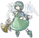  green_eyes green_hair kugelschreiber luminous_arc sadie short_hair simple_background solo white_background wings 