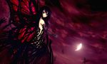  accel_world black_hair bug butterfly butterfly_wings elbow_gloves gloves highres insect kuroyukihime long_hair red_eyes solo ulquiorra0 wings 