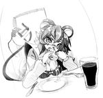  2012 black_and_white blush breasts cheese cleavage clothed clothing eating female food hair monochrome mouse nazerine nazrin rodent sketch touhou 