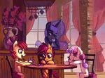  apple_bloom_(mlp) applebloom_(mlp) chair cub cup cutie_mark_crusaders_(mlp) equine female feral friendship_is_magic hi_res holivi horn horse mammal my_little_pony pony princess_luna_(mlp) scenery scootaloo_(mlp) sweetie_belle_(mlp) table unicorn young 