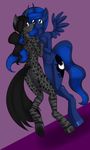  anthro anthrofied black black_hair blue blue_body blue_eyes blue_hair breast_squish breasts butt cleavage cutie_mark duo equine female friendship_is_magic grey grey_body hair hooves horn kloudmutt long_hair looking_at_viewer looking_back mammal my_little_pony navel nude pegasus pink_eyes princess_luna_(mlp) pussy smile spots standing stripes thighs unicorn winged_unicorn wings 