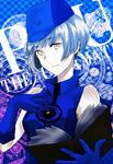  bare_shoulders book dress elizabeth_(persona) gloves hat highres mephist-pheles persona persona_3 persona_4:_the_ultimate_in_mayonaka_arena short_hair sleeveless sleeveless_dress solo white_hair yellow_eyes 