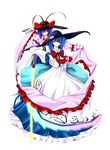  azusayumi_meme bad_id bad_pixiv_id blue_hair bow capelet food frills fruit hat hat_bow highres hinanawi_tenshi leaf long_hair long_skirt long_sleeves multiple_girls nagae_iku peach red_eyes shawl short_hair simple_background skirt smile sword sword_of_hisou touhou very_long_hair weapon wide_sleeves 