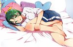  :p bad_id bad_pixiv_id bed bed_sheet blush green_eyes green_hair lying midorikawa_nao nanairogaoka_middle_school_uniform on_side ponytail precure rumo school_uniform short_hair skirt sleeves_rolled_up smile smile_precure! solo tongue tongue_out 