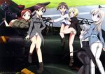  absurdres aircraft airplane ass cockpit eila_ilmatar_juutilainen erica_hartmann gertrud_barkhorn highres lingerie miyafuji_yoshika multiple_girls neuroi_girl official_art open_cockpit panties pantyhose sanya_v_litvyak strike_witches swimsuit terao_hiroyuki underwear white_panties world_witches_series 