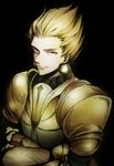 armor blonde_hair crossed_arms earrings fate/zero fate_(series) gilgamesh jewelry kino707 male_focus red_eyes solo 