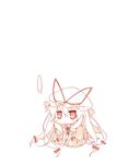  1girl chibi dress hat highres jitome long_hair monochrome reina_(black_spider) ribbon solo touhou yakumo_yukari 