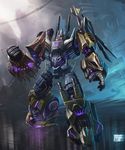  artist_request blast_off brawl bruticus cannon decepticon epic glowing glowing_eyes highres mecha no_humans onslaught realistic red_eyes robot science_fiction solo swindle_(transformers) transformers transformers:_fall_of_cybertron vortex_(transformers) 