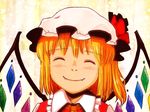 bad_id bad_pixiv_id blush closed_eyes closed_mouth face fangs flandre_scarlet nawo_(peace) smile solo touhou wings 