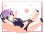  1girl :&lt; amputee animal_ears artist_request blazer blush elfen_lied green_eyes nana_(elfen_lied) open_mouth purple_hair quadruple_amputee shorts solo vest 