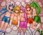  aoki_reika arm_up armpits ass bed bed_sheet bike_shorts blonde_hair blue_bra blue_eyes blue_hair blue_shorts blush boots bra breasts cameltoe choker cure_beauty cure_happy cure_march cure_peace cure_sunny elenab green_bra green_eyes green_hair green_shorts hair_flaps hair_tubes head_wings highres hino_akane_(smile_precure!) hoshizora_miyuki kise_yayoi knee_boots kneepits legs_up long_hair looking_back lying magical_girl midorikawa_nao multiple_girls navel on_back on_stomach open_mouth orange_bra orange_choker orange_eyes orange_hair orange_shorts panties parted_lips pillow pink_bra pink_choker pink_eyes pink_hair pink_shorts ponytail precure red_eyes shiny shiny_skin shorts sidelocks small_breasts smile_precure! thigh_boots thighhighs tiara twintails underwear yellow_bra yellow_eyes yellow_shorts 