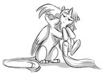  cutie_mark duo equine eyes_closed female feral friendship_is_magic gilda_(mlp) gryphon horn horse hug mammal monochrome my_little_pony pony ribnose twilight_sparkle_(mlp) unicorn wings 