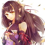  1girl alfa_system bare_shoulders black_hair detached_sleeves flower highres horns japanese_clothes long_hair pointy_ears sakuya_(tales_of_innocence) tales_of_(series) tales_of_innocence yellow_eyes 