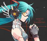  aqua_eyes aqua_hair fingerless_gloves gloves goggles hands_clasped hatsune_miku headphones long_hair nail_polish own_hands_together profile solo twintails vocaloid yosakuh 