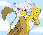  avian beak female friendship_is_magic gilda_(mlp) gryphon looking_at_viewer my_little_pony ribnose solo wings yellow_eyes 