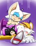  blue_eyes breasts canine clitoris clothing couple cowgirl_position cum cum_in_pussy cum_inside duo female fox lying male mammal miles_prower moan on_back on_top penis pussy rouge_the_bat sega sex sonic_(series) straddling straight torn_clothing unknown_artist 