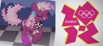  80s bandanna braces buttons cheerilee_(mlp) equine female friendship_is_magic glow_sticks hair horse multi-colored_hair my_little_pony olympics pony stockings 