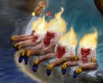  chimchar cosmo_(pixiv12140406) fire hotspring infernape monkey no_humans onsen pokemon realistic voltorb 