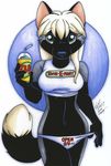  blue_eyes canine clothed clothing female fox looking_at_viewer mammal michele_light silver_fox skimpy solo 