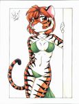  bikini clothed clothing feline female looking_at_viewer mammal michele_light skimpy solo swimsuit tiger 