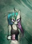  annoyed anthro anthrofied breasts cigarette clothing cup equine female friendship_is_magic hair horn looking_at_viewer mammal mug multi-colored_hair my_little_pony princess princess_celestia_(mlp) royalty shirt slice_of_life smoke solo two_tone_hair winged_unicorn wings zero-sum 