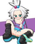  blush breasts character_request flat_chest gshinobi gym_leader homika_(pokemon) nipples pokemon pokemon_(game) pokemon_bw2 pussy uncensored white_hair 