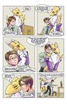  bed blue_eyes breasts brothers canine comic digimon english_text eyes eyewear female fox glasses green_eyes henbe human like_family_by_henbe male mammal renamon sibling siblings text 