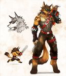  armor canine chainsaw eyewear hi_res male mammal moodraw solo sunglasses weapon wolf 