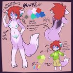  breasts canine cargo_shorts female fox grin hair hoodie mammal model_sheet nude red_hair solo yuuri yuuri_(character) 